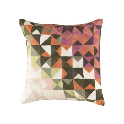 Coussin Losange brodé en laine/coton multicolor 30x70 - Toulemonde Bochart