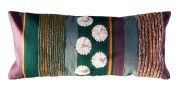 Coussin Margot en laine et coton motifs divers violet/vert forêt 30x70 - Toulemonde Bochart