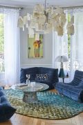 Tapis Apidea tufté main en laine/viscose bleu vert 200x300 - Toulemonde Bochart