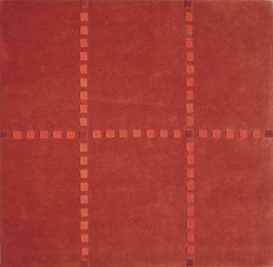 Tapis Axiome tufté main en laine et broderie soie bourgogne 200x200 - Toulemonde Bochart