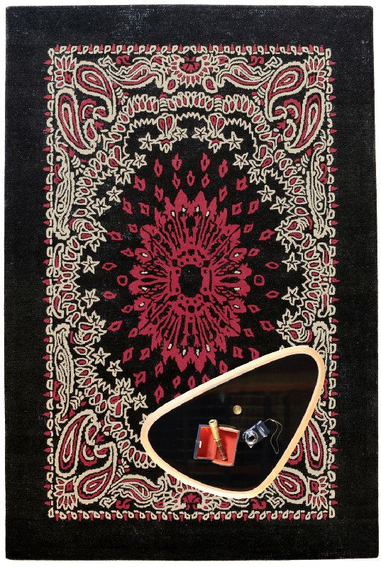 Tapis Bandana tufté main en laine noir 140x200 - Toulemonde Bochart