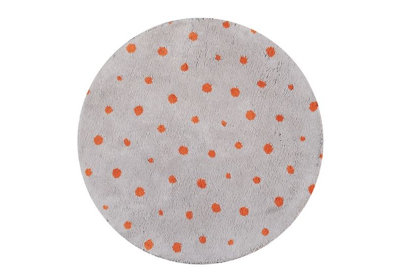 Tapis Clafoutis tricoté en coton gris/orange rond Ø100 - Toulemonde Bochart