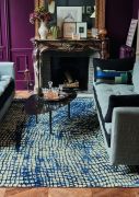 Tapis Hero noué main en laine et coton indigo 200x300 - Toulemonde Bochart