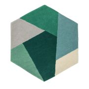 Tapis Hexa tufté main en laine bleu 104x120 - Toulemonde Bochart
