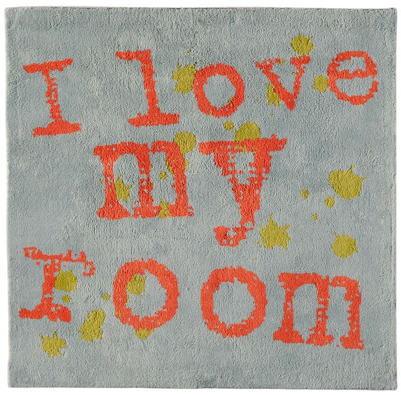 Tapis I love my room tricoté en coton multicolore 100x100 - Toulemonde Bochart