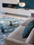 Tapis Panafrica tricoté en viscose pétrole 170x240 - Toulemonde Bochart
