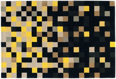 Tapis Squares tufté main en laine jaune 170x240 - Toulemonde Bochart