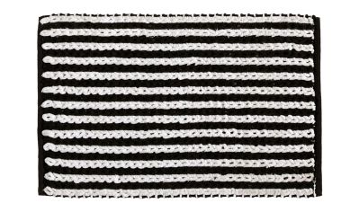 Tapis Texto tissé main en polyester rayure noir 60x90 - Toulemonde Bochart