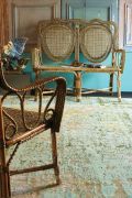 Tapis Wall noué main en laine/fibre bambou ciel 250x350 - Toulemonde Bochart