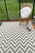 Tapis Zig Zag motifs chevrons bicolores beige et gris pierre 170x240 - Toulemonde Bochart