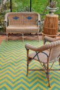 Tapis Zig Zag motifs chevrons bicolores verts et jaunes acide 170x240 - Toulemonde Bochart