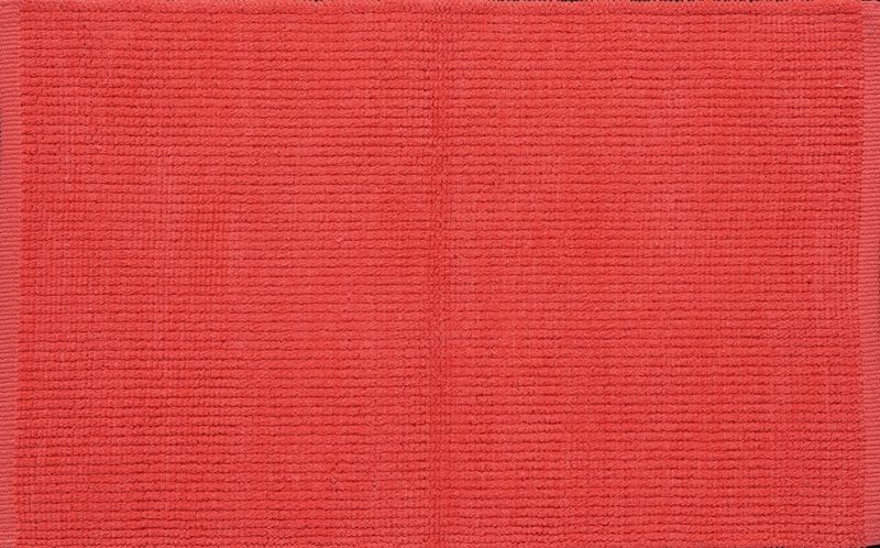 Tapis de bain Trendy tissé main en coton rouge 60x90 - Toulemonde Bochart