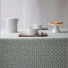 Chemin de table Mosaïque verte coton enduit ourlé