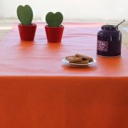 Chemin de table Uni orange coton enduit ourlé 160x50 - Fleur de Soleil