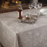 Nappe Astrance Beige coton enduit ourlée 160x160 - Fleur de Soleil