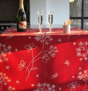 Nappe Astrance rouge coton enduit non ourlée 120x120 - Fleur de Soleil