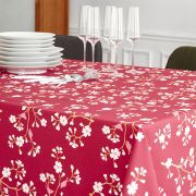 Nappe Cerisier bordeaux coton enduit ourlée ovale 160x240 - Fleur de Soleil