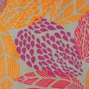 Nappe Feuilles Prune orange / rouge coton enduit ourlée 160x160 - Fleur de Soleil