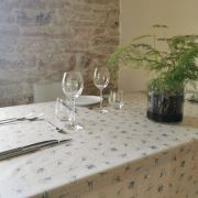 Nappe Ginkgo Sable coton enduit ourlée 160x160 - Fleur de Soleil