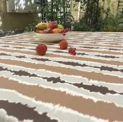 Nappe Ikat chocolat coton enduit non ourlée 120x120 - Fleur de Soleil