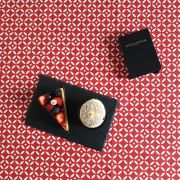 Nappe Mosaïque rouge coton enduit non ourlée 120x120 - Fleur de Soleil