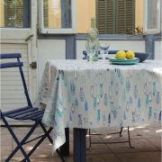 Nappe Poisson océan coton enduit ourlée 160x160 - Fleur de Soleil