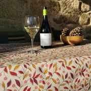 Nappe Tilleul Prune coton enduit ourlée ovale 160x200 - Fleur de Soleil
