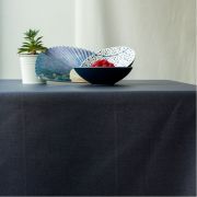 Nappe Unis gris anthracite coton enduit ourlée ronde Ø160 - Fleur de Soleil