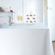 Nappe Unis gris pastel coton enduit ourlée ovale 160x240 - Fleur de Soleil