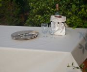 Nappe Unis sable coton enduit non ourlée 120x120 - Fleur de Soleil