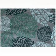 Set de table Feuilles turquoise gris coton enduit ourlé 45x35 - Fleur de Soleil