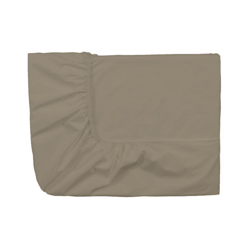 Drap housse uni Royal Line Taupe percale 140x190 - Essix Home Collection
