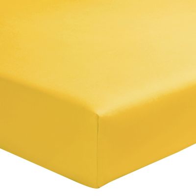 Drap housse uni Royal Line jaune Jonquille percale 140x190 - Essix Home Collection