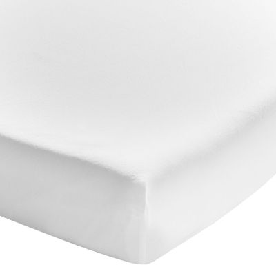 Drap housse uni Soft Line blanc coton lavé 140x190 - Essix Home Collection