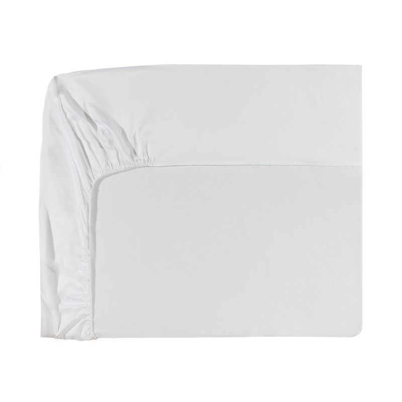 Drap housse uni Triumph Blanc satin de coton 140x200 - Essix Home Collection