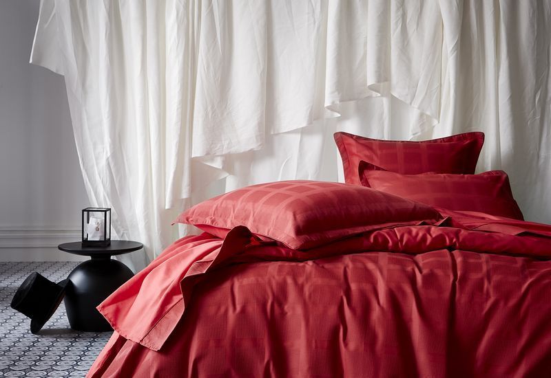 Drap plat Regain cerise percale 240x300 - Essix Home Collection