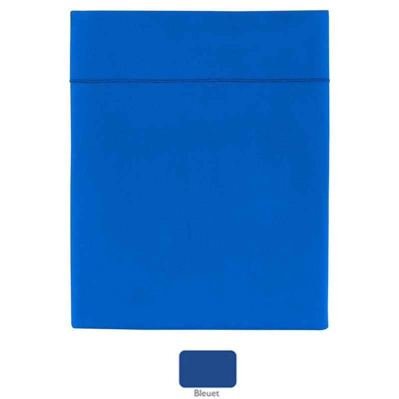 Drap plat uni Royal Line Bleuet percale 240x300 - Essix Home Collection