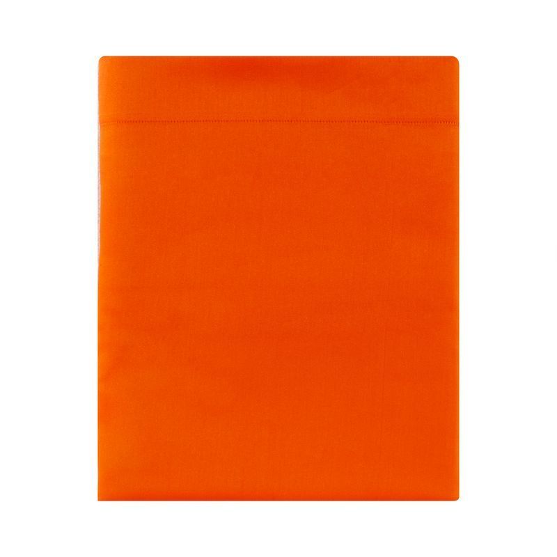 Drap plat uni Triumph Mandarine satin de coton 180x290 - Essix Home Collection