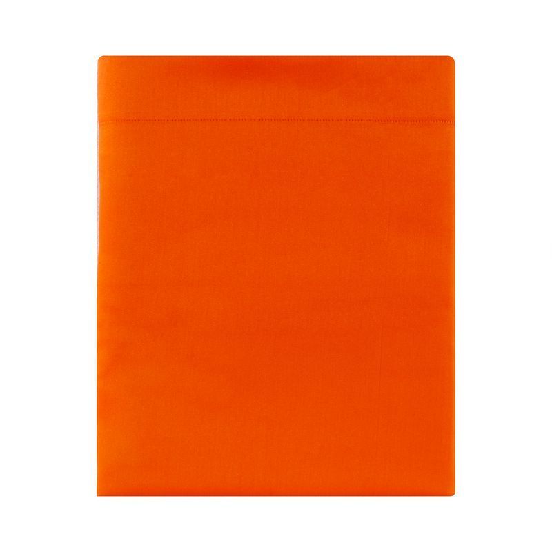Drap plat uni Triumph Mandarine satin de coton 240x300 - Essix Home Collection