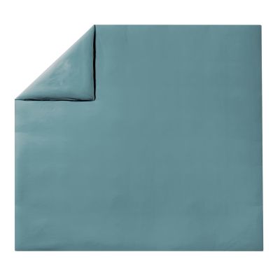 Housse de couette uni Soft Line bleu paon coton lavé 240x220 - Essix Home Collection