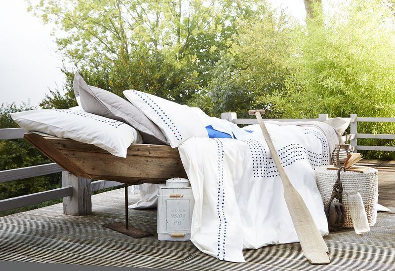 Taie d'oreiller Venezia Azur percale 65x65 - Essix Home Collection