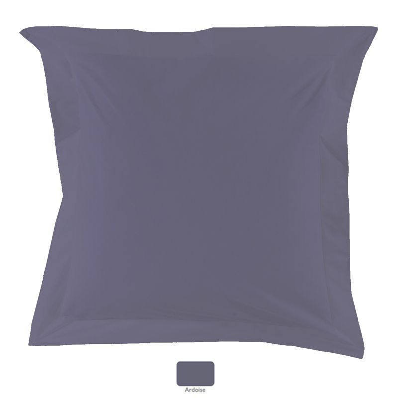 Taie d'oreiller uni Royal Line Ardoise percale 65x65 - Essix Home Collection
