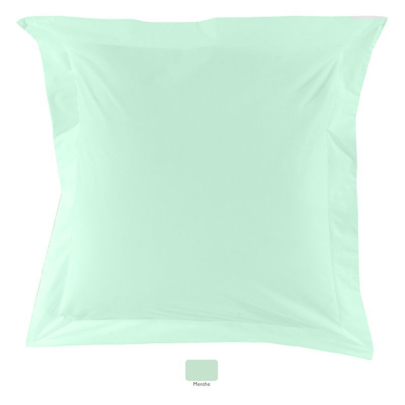 Taie d'oreiller uni Royal Line Menthe percale 65x65 - Essix Home Collection