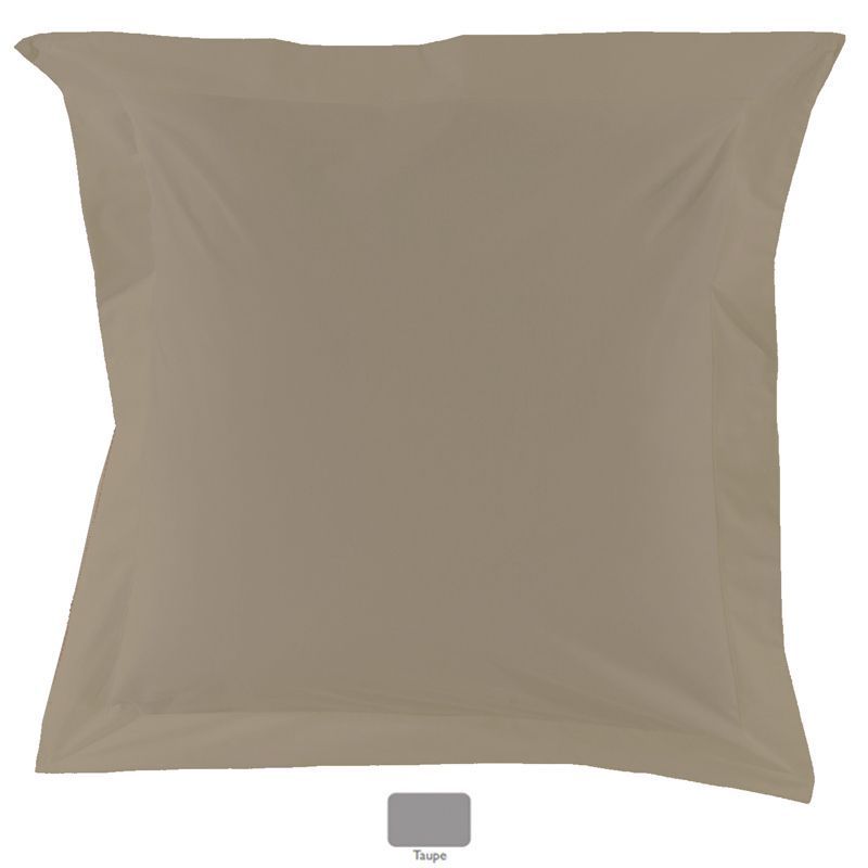 Taie d'oreiller uni Royal Line Taupe percale 50x70 - Essix Home Collection