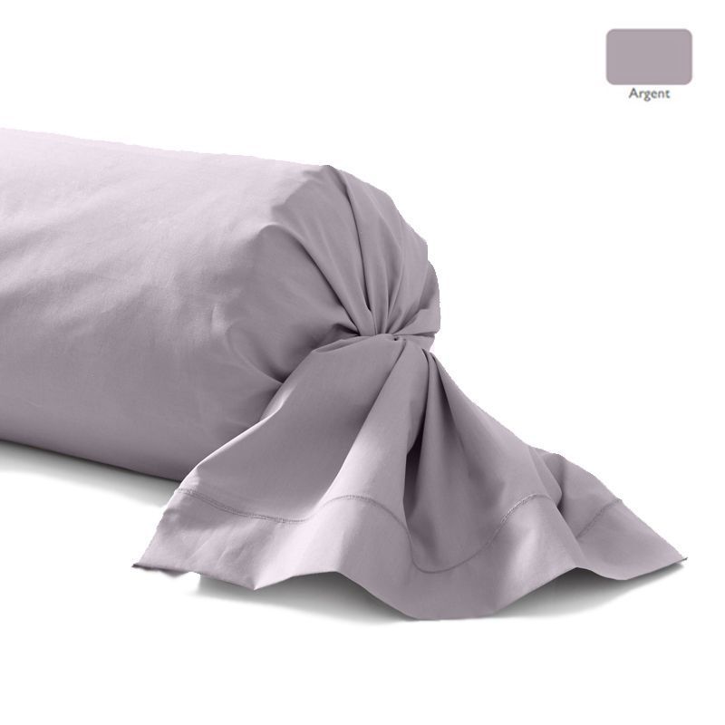 Taie de traversin uni Royal Line Argent percale 43x190 - Essix Home Collection