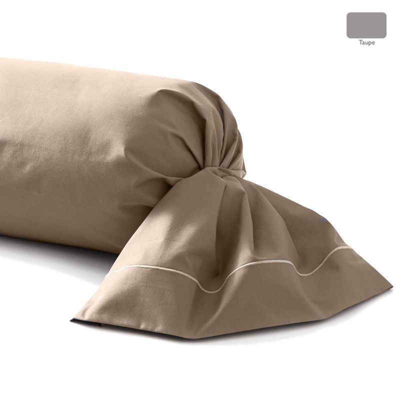 Taie de traversin uni Royal Line Taupe percale 43x190 - Essix Home Collection