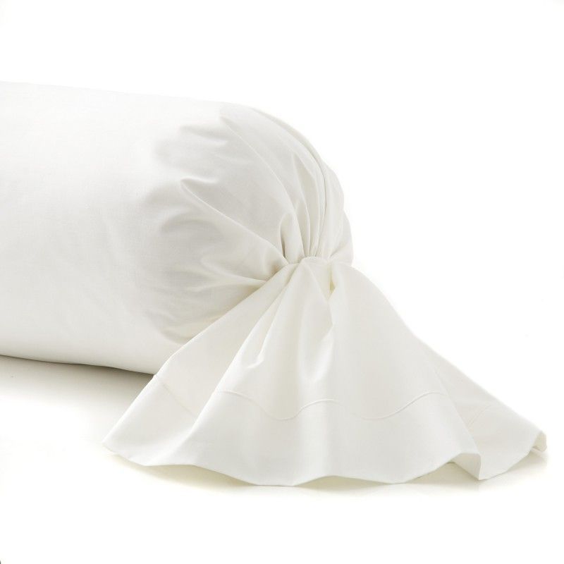 Taie de traversin uni Triumph Blanc satin de coton 43x230 - Essix Home Collection