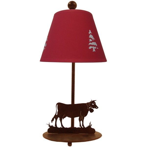 Lampe à poser métal décoré vache rouge