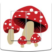 Interrupteur déco Champignons rouges double poussoir - DKO Interrupteur