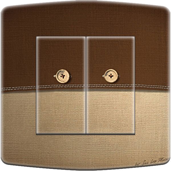 Interrupteur déco Couture marron et sable double poussoir - DKO Interrupteur